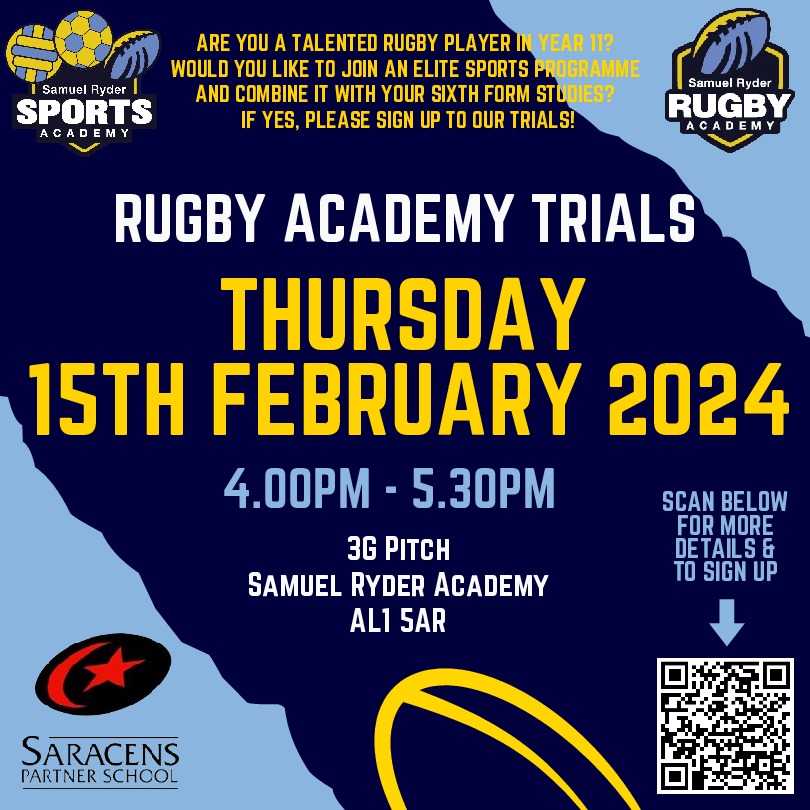 Sports Academy Trials 2024 Samuel Ryder Academy