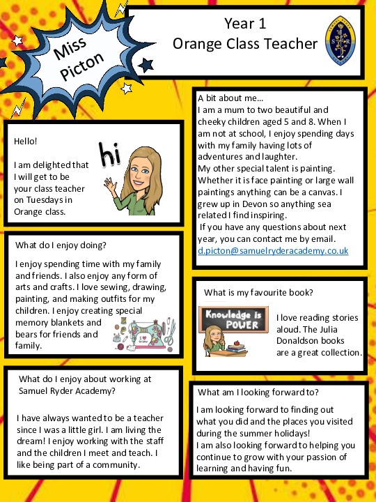 Meet the teacher miss picton orange class 2025